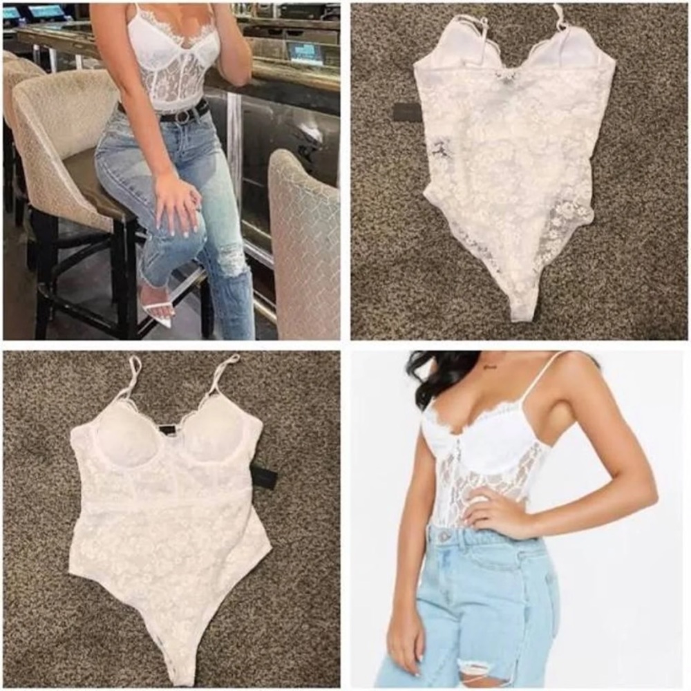 Women’s white lace body suit size large